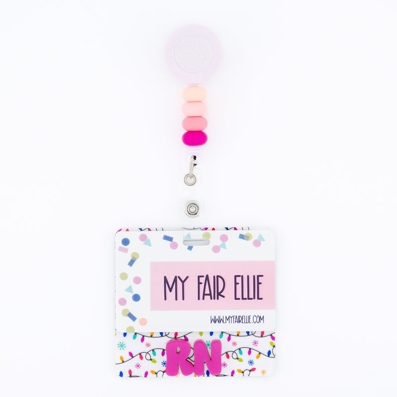 Christmas Lights on Clear with Magenta Metallic Cool Vibes Font  // 2-4 Week Turnaround Time