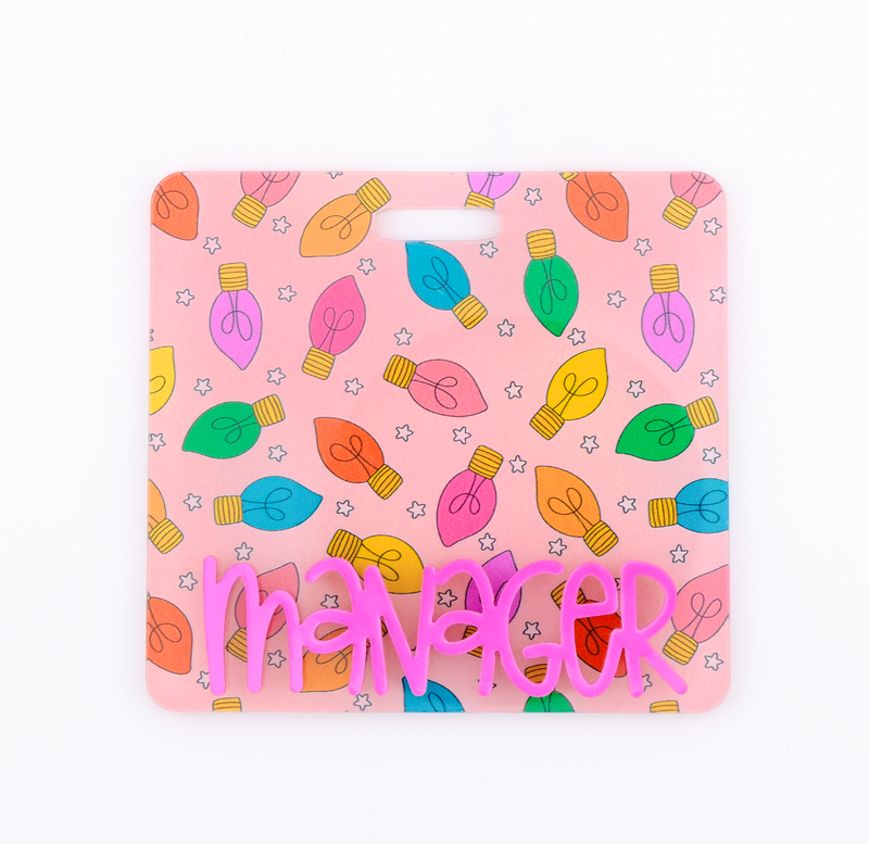 Printed Christmas Lights Backer with Magenta Metallic Karoline Font  // 2-4 Week Turnaround Time