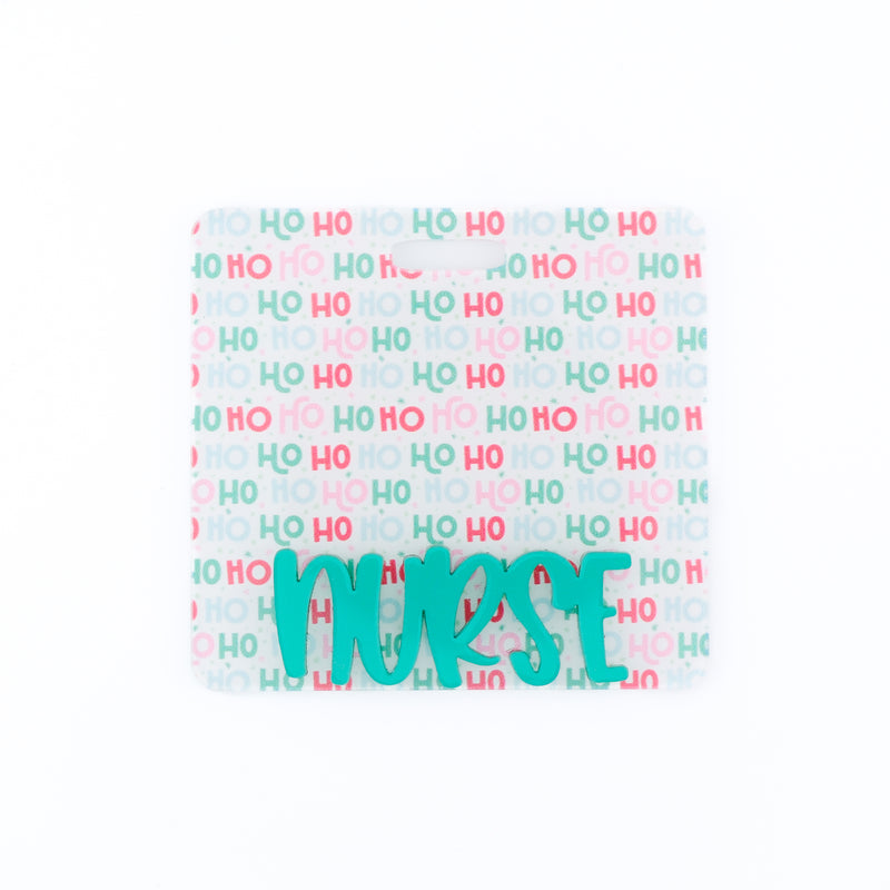 Ho Ho Ho Backer with Aqua Green Metallic Peachy Font  // 2-4 Week Turnaround Time