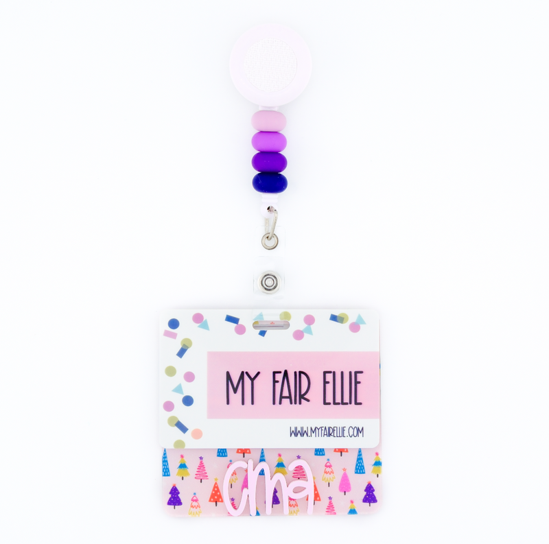 Bright Christmas Trees Backer with Blush Karoline Font  // 2-4 Week Turnaround Time