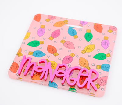 Printed Christmas Lights Backer with Magenta Metallic Karoline Font  // 2-4 Week Turnaround Time