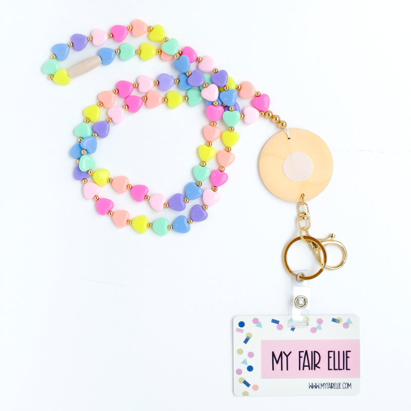 Pastel Heart Bead Lanyard // Badge Buddy Base