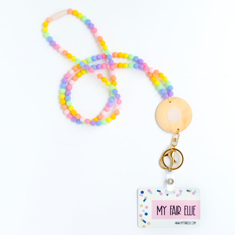 Pastel Rainbow Bead Lanyard // Badge Buddy Base