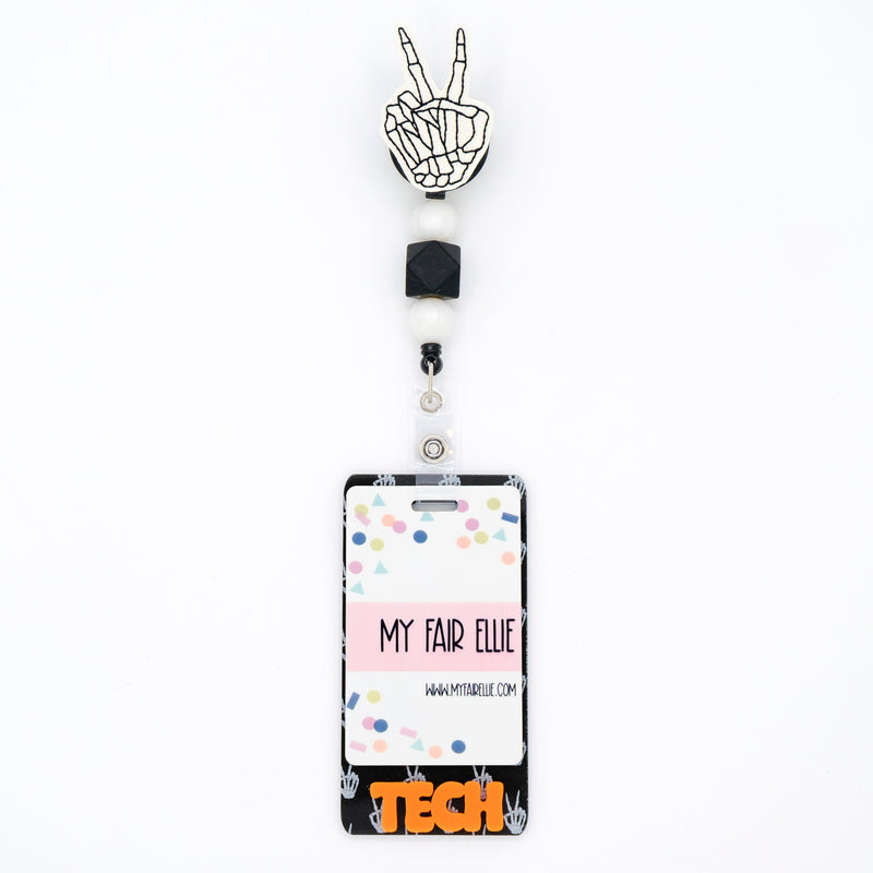 Glow Glitter Peace Sign Skeleton // Badge Buddy