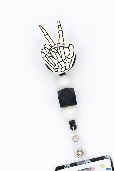 Glow Glitter Peace Sign Skeleton // Badge Buddy
