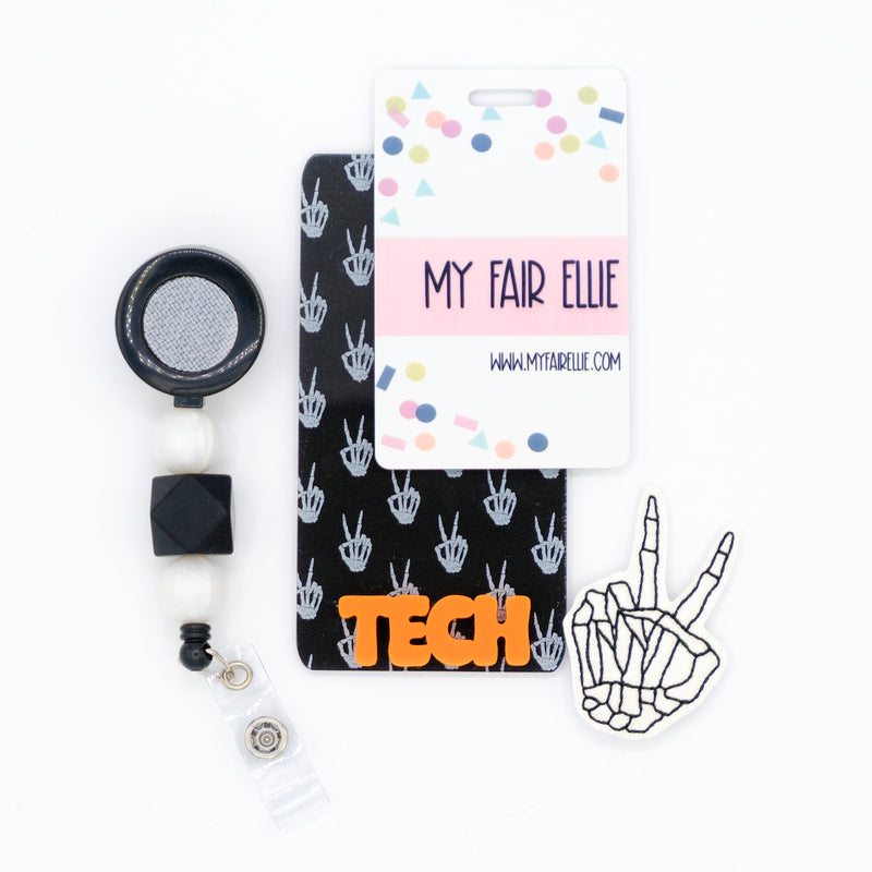 Glow Glitter Peace Sign Skeleton // Badge Buddy