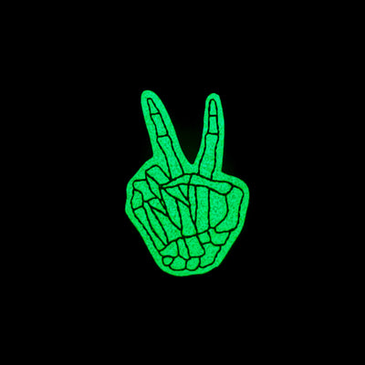 Glow Glitter Peace Sign Skeleton // Badge Buddy