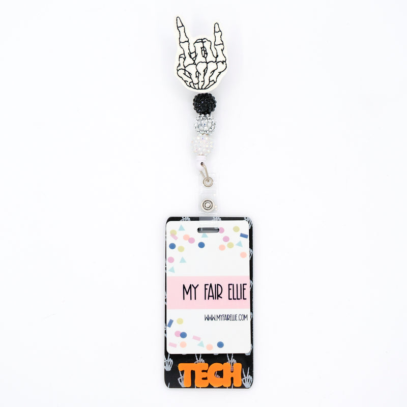 Glow Glitter Rock On Skeleton // Badge Buddy