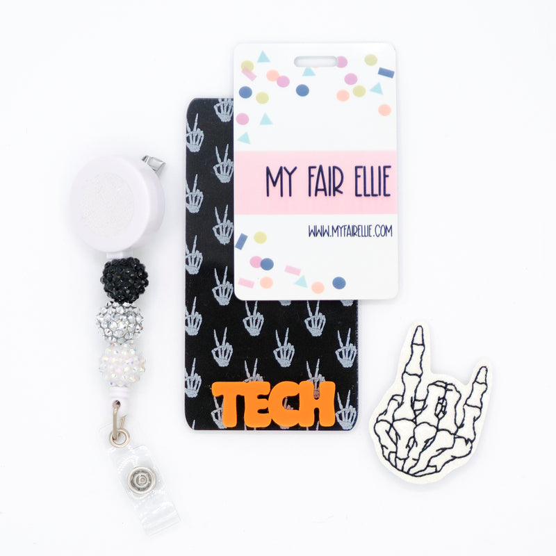 Glow Glitter Rock On Skeleton // Badge Buddy