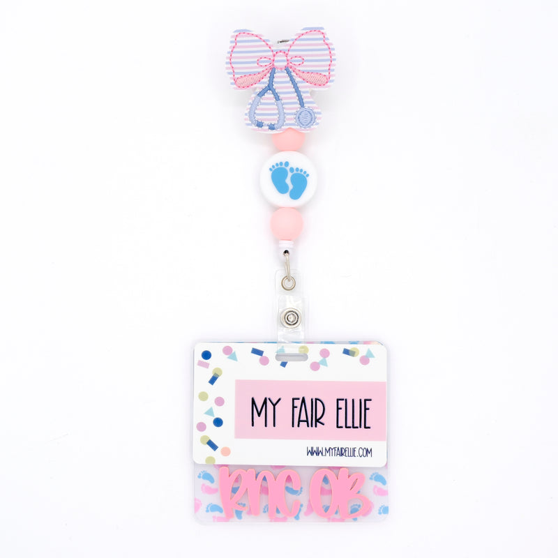 Stripes Print Stethoscope Bow // Badge Buddy