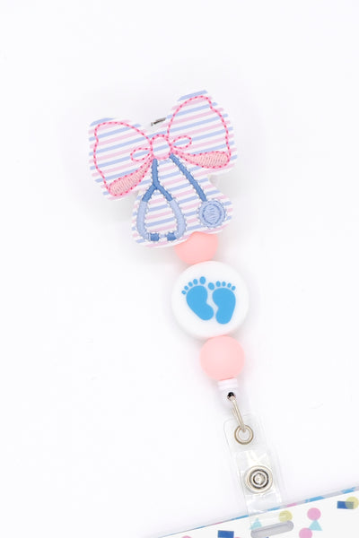 Stripes Print Stethoscope Bow // Badge Buddy
