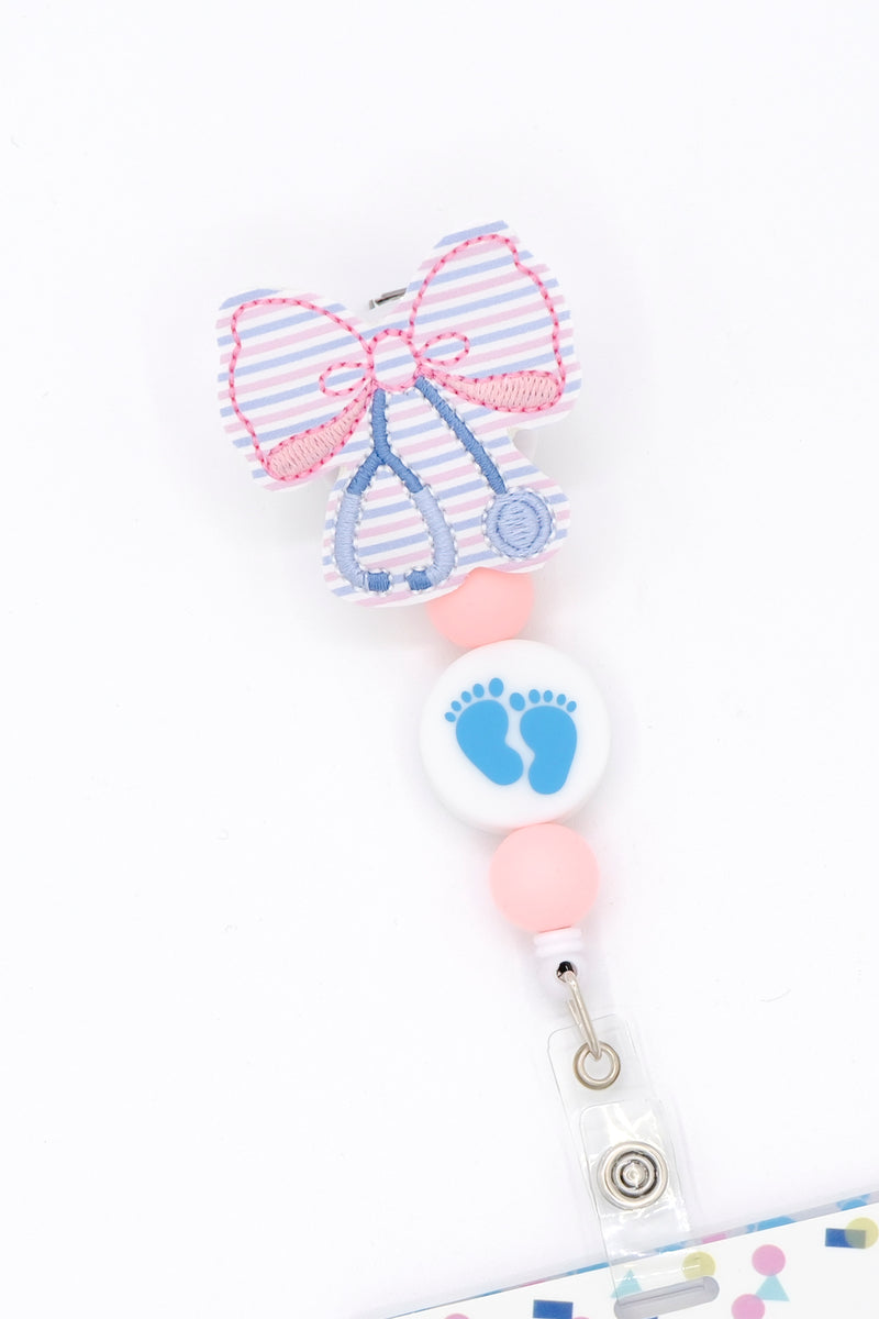 Stripes Print Stethoscope Bow // Badge Buddy
