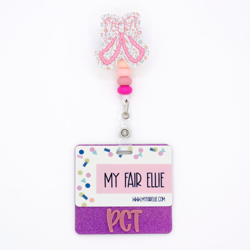 Pink Medical Print Bow // Badge Buddy