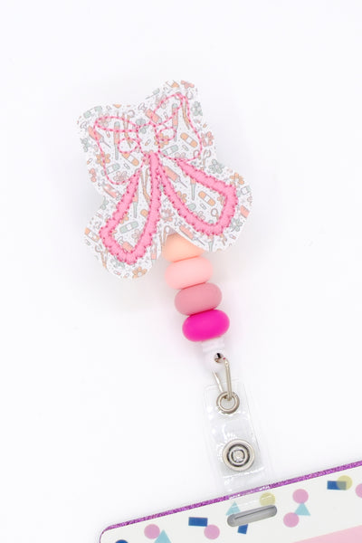 Pink Medical Print Bow // Badge Buddy