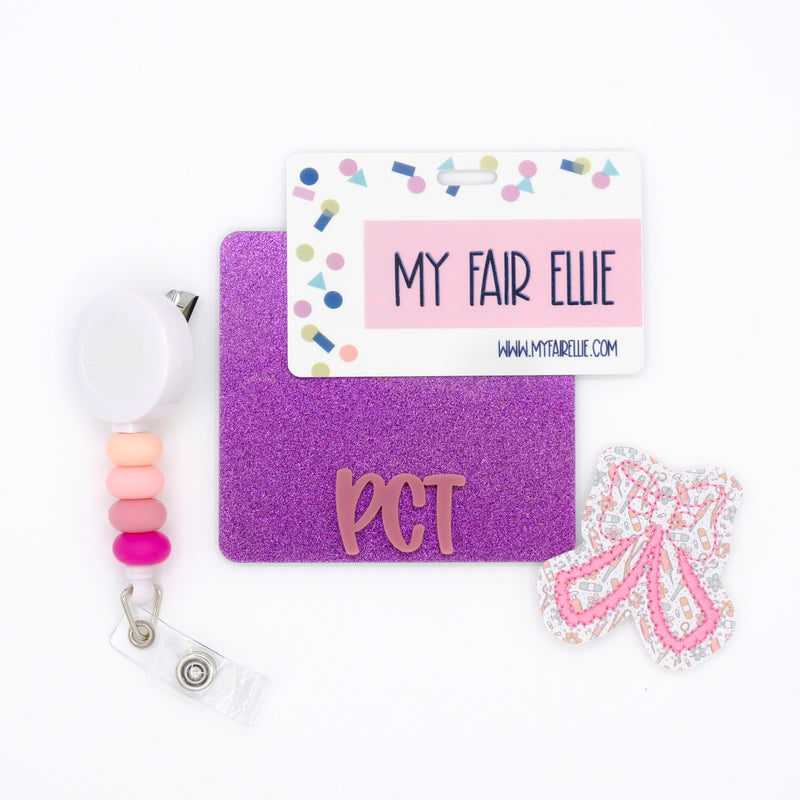 Pink Medical Print Bow // Badge Buddy