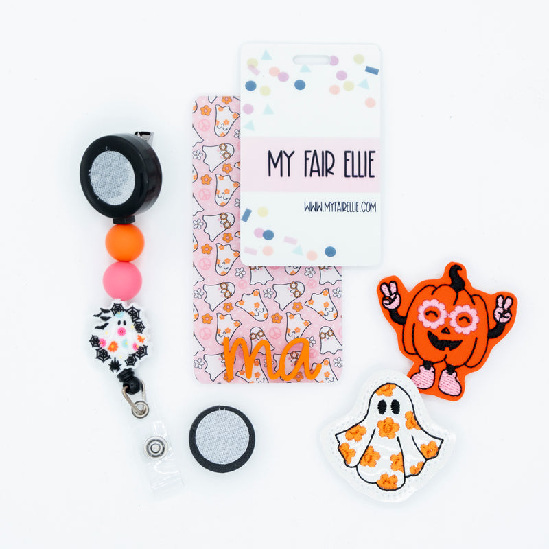 Peace Sign Pumpkin + Daisy Ghost Badge Reel Set // As Seen on Social Media