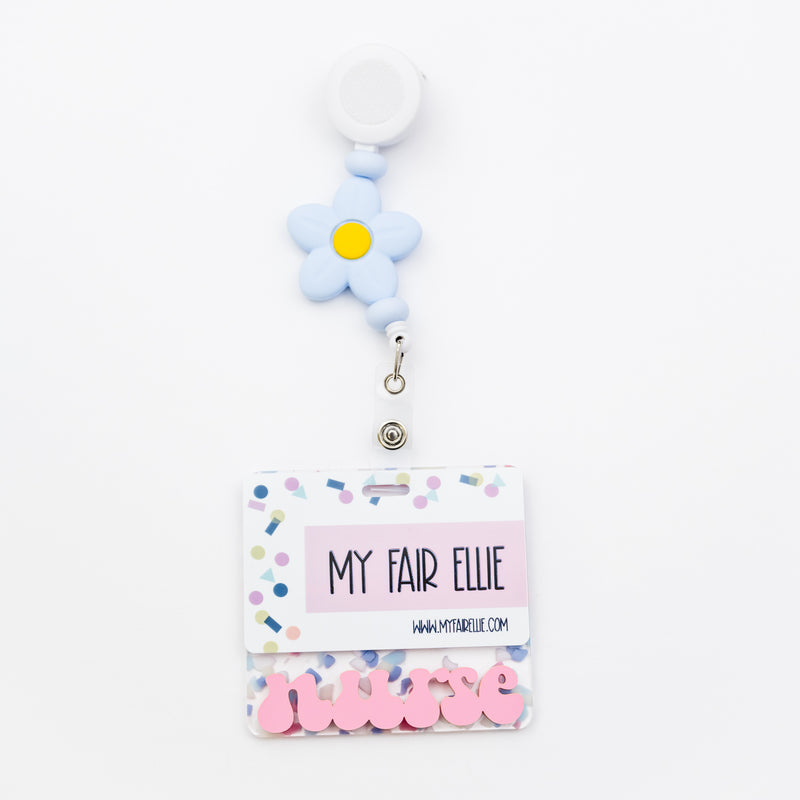 Pastel Terrazzo with Bubblegum Groovy Font // Badge Backer // 2-4 Week Turnaround Time