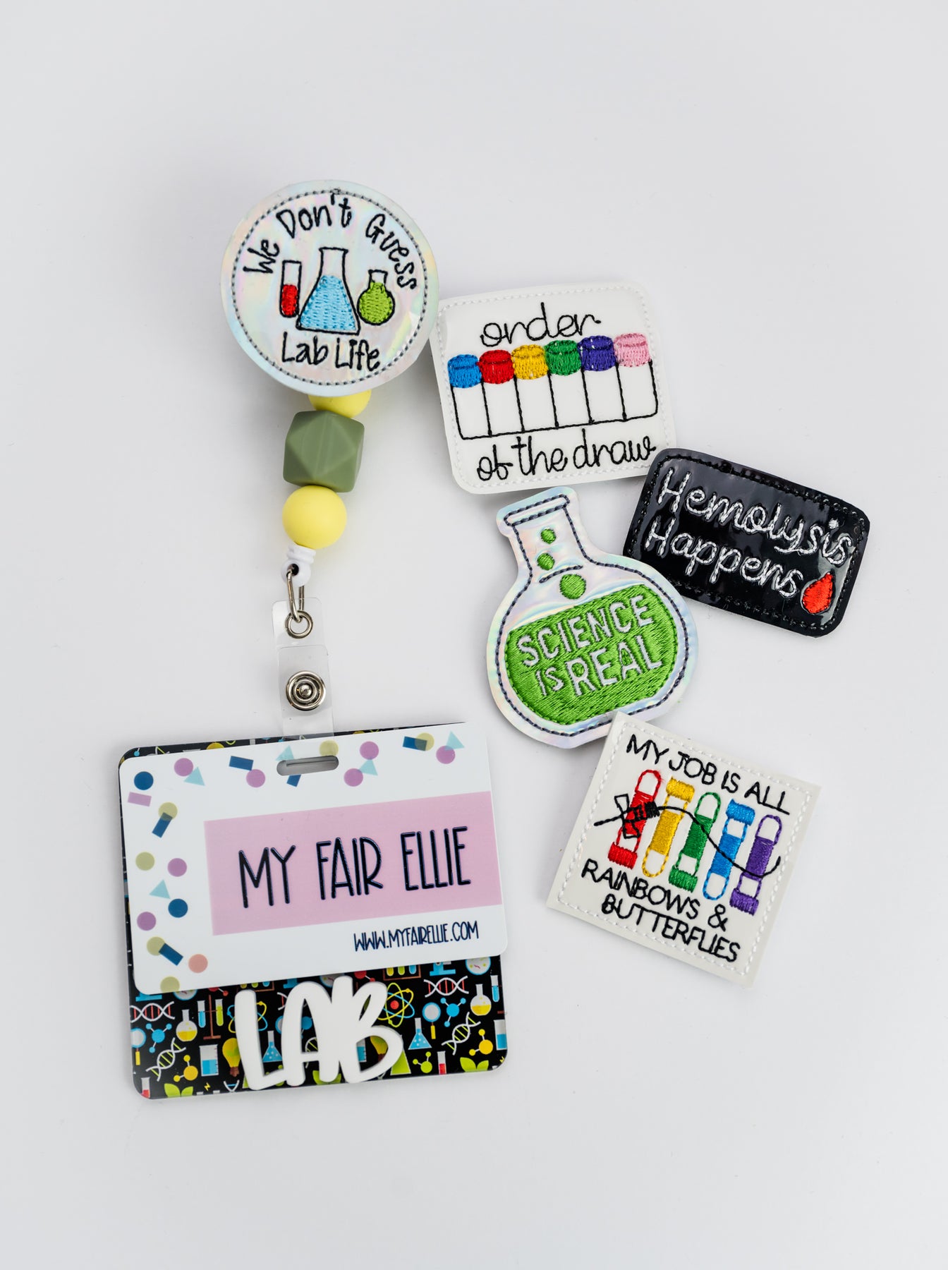 Backer Lab Lab Print Backer with White Peachy Font // Badge Backer // 2-4 Week Tu ...