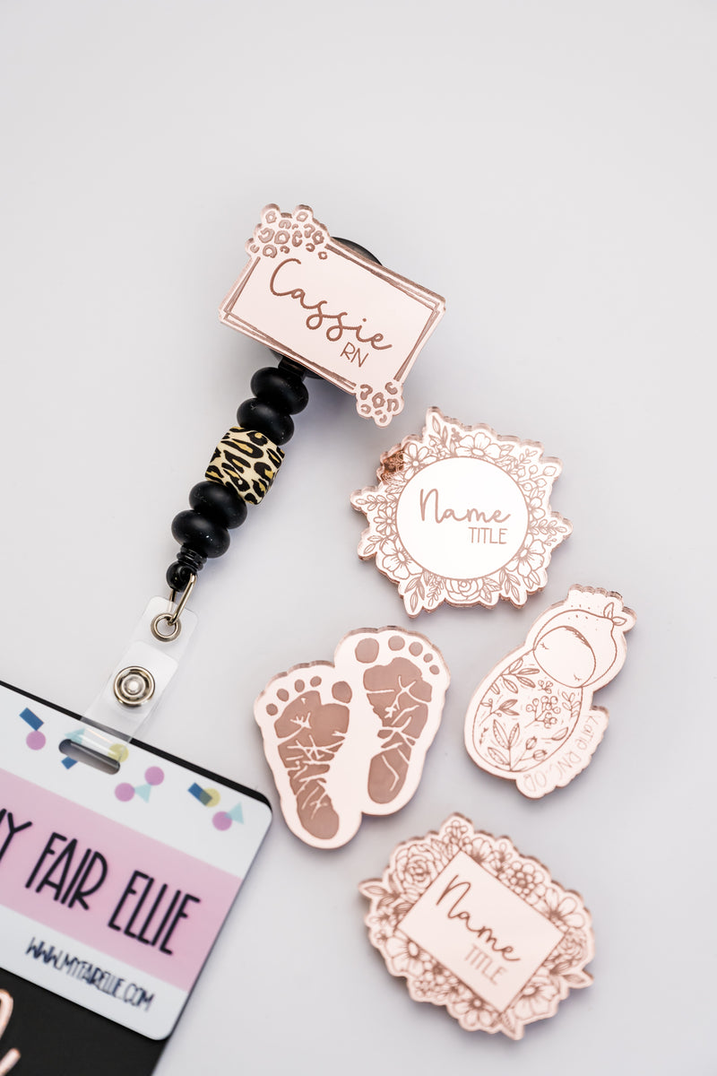 Rose Gold Mirror Personalized // Badge Buddy